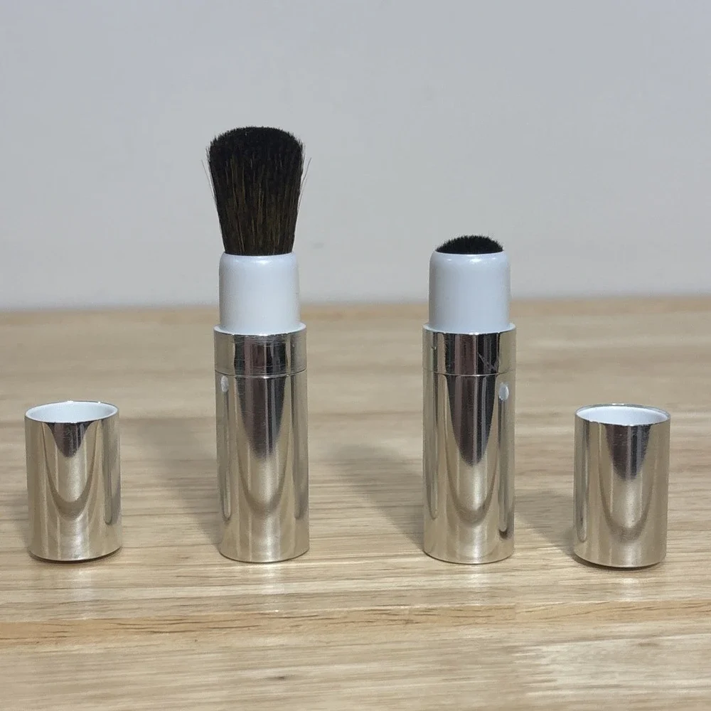 New Clinique Twist-Up Face Powder Blush Brush Makeup Travel Cosmetic Lot Of 2
